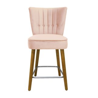 An Image of Isla Velvet Bar Stool Blush