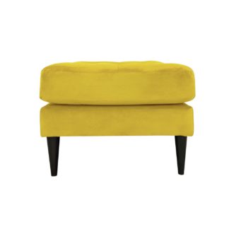 An Image of Habitat Hudson Velvet Footstool - Yellow