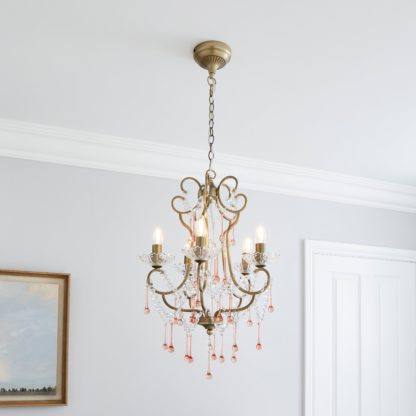 An Image of Adalet 5 Light Chandelier Cream