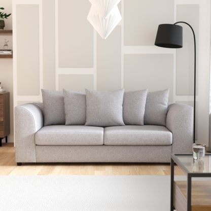 An Image of Blake Soft Texture Fabric 3 Seater Sofa Grey