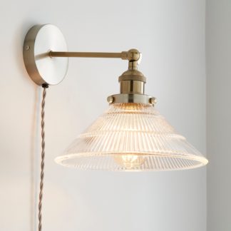 An Image of Logan Glass Plug In Easy Fit Wall Light Grey