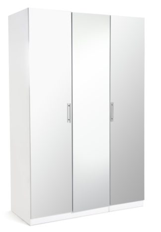 An Image of Habitat Munich 3 Door Mirror Wardrobe - White Gloss