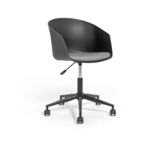 An Image of Habitat Moon Fabric Office Chair - Black & Grey