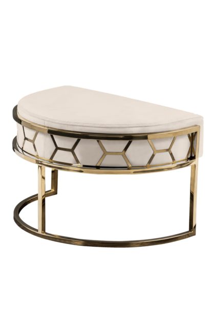 An Image of Alveare Footstool Brass - Chalk