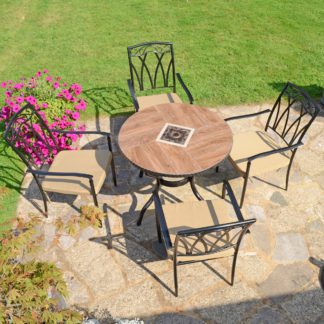 An Image of Haslemere Table with 4 Ascot Chairs Set Brown