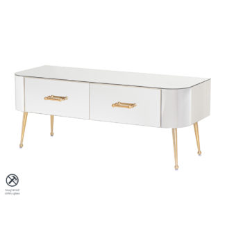 An Image of Mason Mirrored TV Media Unit – Brushed Gold Legs
