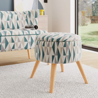 An Image of Eliza Triangle Jacquard Storage Footstool Ochre