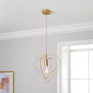 An Image of Heart 1 Light Pendant Ceiling Fitting Satin Gold