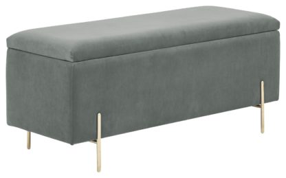 An Image of Mystica Fabric Ottoman Storage Bench - Grey