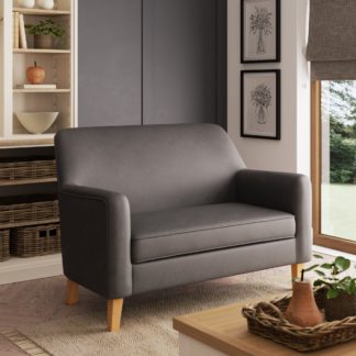 An Image of Cooper Grey Faux Leather 2 Seater Sofa Grey