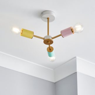An Image of Vevo 3 Light Semi Flush Ceiling Fitting MultiColoured