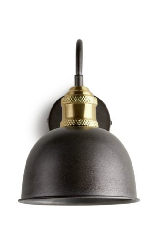 An Image of Habitat Cowbell Spun Pewter Wall Light - Black & Gold