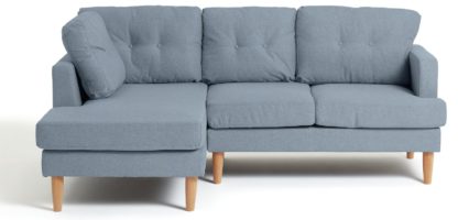 An Image of Habitat Joshua Left Corner Fabric Sofa - Blue