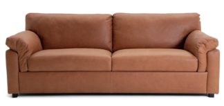 An Image of Habitat Florence 4 Seater Leather Sofa - Tan