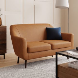 An Image of Eddie Faux Leather 2 Seater Sofa Tan