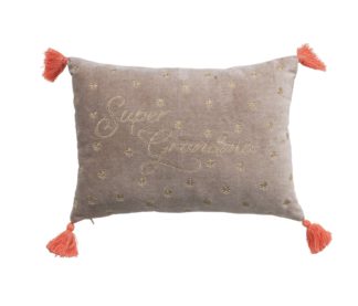 An Image of Argos Home Embroidered Super Grandma Cushion - Brown-35x25cm