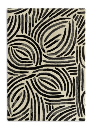 An Image of Habitat Skandi Brush Marks Rug - Black & White - 120x170cm