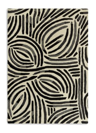 An Image of Habitat Skandi Brush Marks Rug - Black & White - 120x170cm