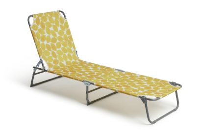 An Image of Habitat Lemon Folding Metal Sun Lounger - Yellow