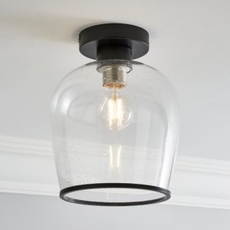 An Image of Lenny 1 Light Black Flush Ceiling Fitting Black