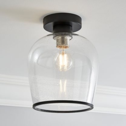 8a9074416502de99c53f6e925dd13a7ab2a5cb583bbeff6cb24ce75de8dc9a9d.jpg An Image of Lenny 1 Light Black Flush Ceiling Fitting Black