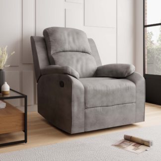 An Image of Parker Faux Leather Reclining Armchair Grey