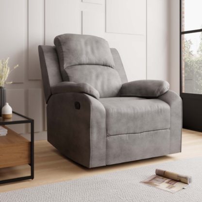 952de6c582833403258fd17ae0b8e48b38ae28890ab2cee84c6ee0684a476380.jpg An Image of Parker Faux Leather Reclining Armchair Grey
