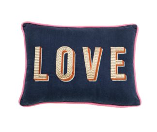 An Image of Argos Home Love Cushion - Navy Blue - 35x25cm