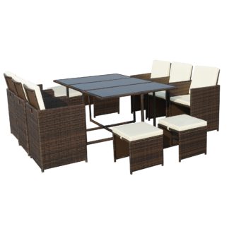 An Image of Cannes Brown 10 Seater Cube Set Brown