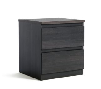 An Image of Habitat Jenson 2 Drawer Bedside Table - Black Oak Effect