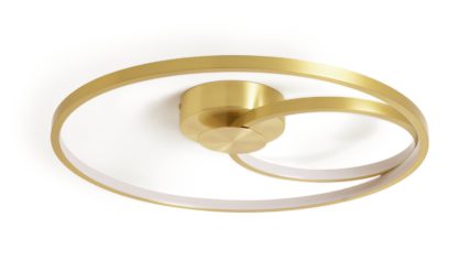 An Image of Habitat Pill LED Flush to Ceiling Light- Brushed Brass