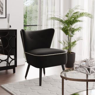 An Image of Eliza Contrast Velvet Chair Black
