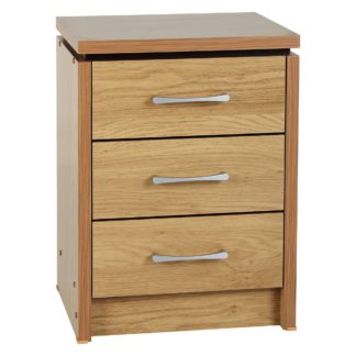 An Image of Charles 3 Drawer Oak Bedside Table Brown