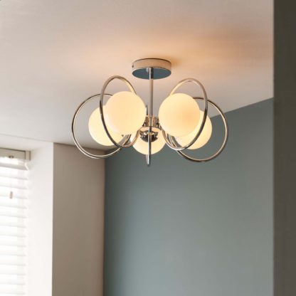 An Image of Vogue Oneida 5 Light Semi Flush Ceiling Fitting White