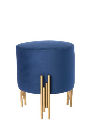 An Image of Rubell Stool Navy Brass base