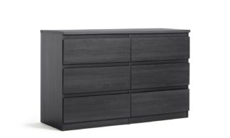 An Image of Habitat Jenson 3+3 Drawer Chest - Black Oak Effect