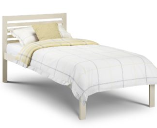 An Image of Solid Pine Wooden Bed Frame 3ft Single Slocum Stone White Finish
