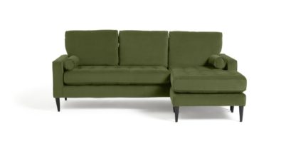 An Image of Habitat Hudson Reversible Velvet Chaise - Olive