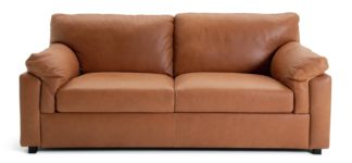 An Image of Habitat Florence 3 Seater Leather Sofa - Tan