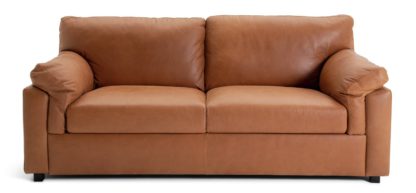 An Image of Habitat Florence 3 Seater Leather Sofa - Tan