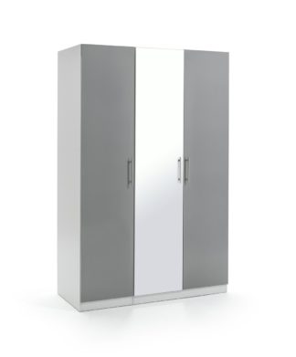 An Image of Habitat Munich 3 Door Mirror Wardrobe - Grey Gloss