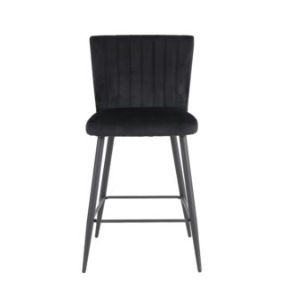 An Image of Taylor Velvet Bar Stool Black