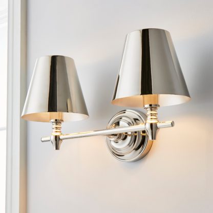 An Image of Dorma Bedford Polished Nickel 2 Light Wall Light Nickel