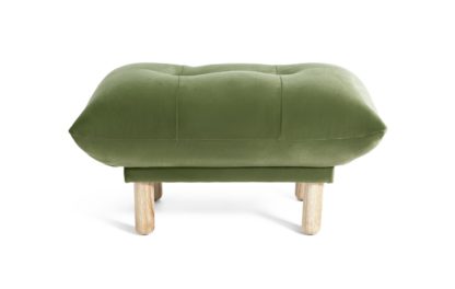 An Image of Habitat Kota Velvet Footstool - Green