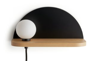 An Image of Habitat Serpens Shelf Wall Lamp - Opal & Ash
