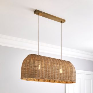 An Image of Churchgate Cotes Rattan 2 Light Diner Ceiling Fitting Brass