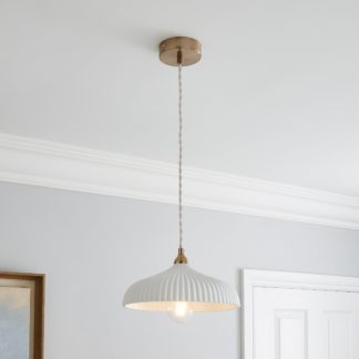 An Image of Dorma Ribbed Porcelain 1 Light Ceiling Fittng Champagne