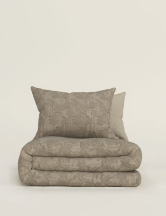 An Image of M&S Cotton Rich Palm Jacquard Bedding Set