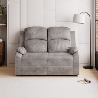 An Image of Parker Faux Leather Reclining 2 Seater Sofa Grey