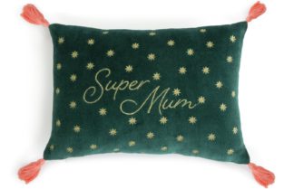 An Image of Argos Home Super Mum Cushion - Green - 35x25cm